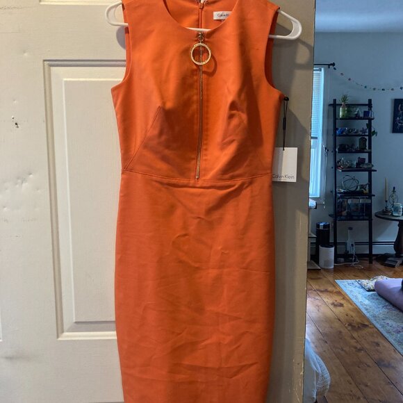 NWT Calvin Klein Size 2 Coral Pink Dress - Picture 2 of 4